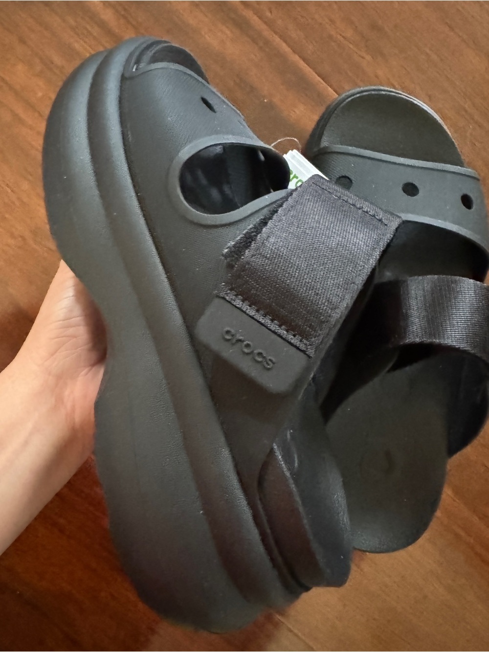 Crocs Kids' Black Platform Mary Jane Sandals